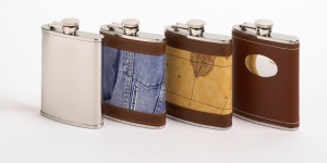 Collection of Hip Flasks at Morri and Kell of Gorey Co Wexford